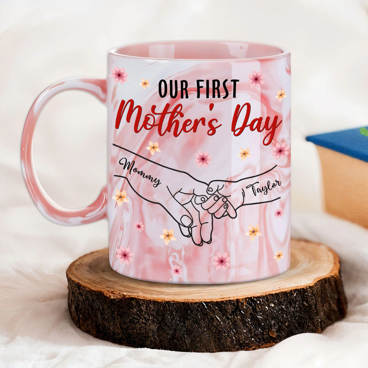 Our First Time - Personalized Custom Pink Marble Mug - Image 3