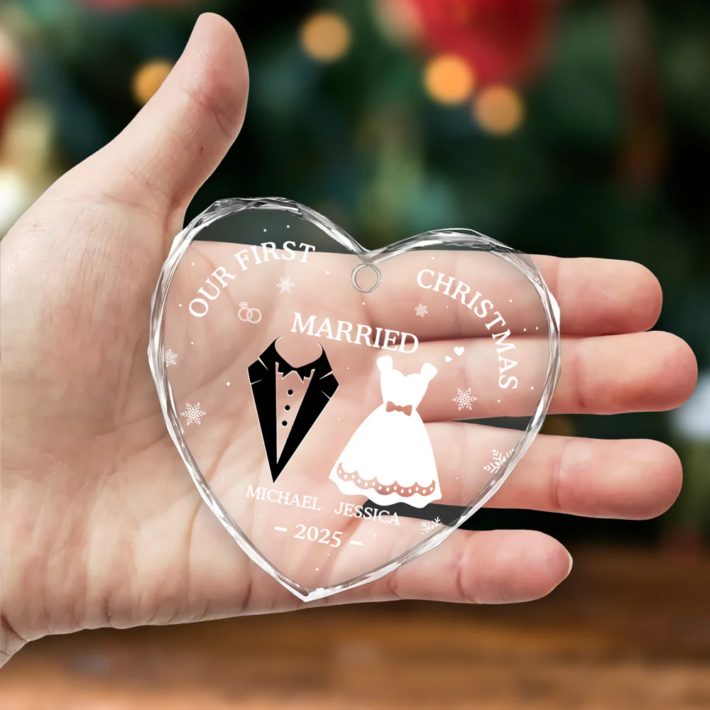 Our First Xmas Together - Personalized Custom Glass Ornament - Image 4