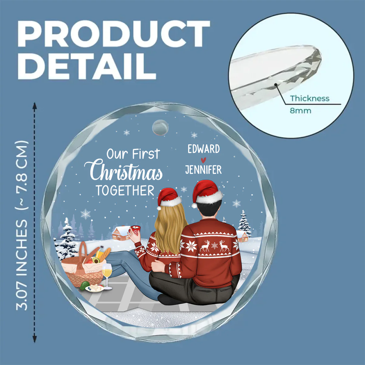 Our First Year - Personalized Custom Glass Ornament - Image 3