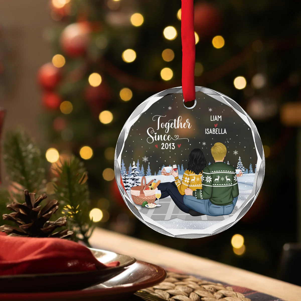 Our First Year - Personalized Custom Glass Ornament - Image 5