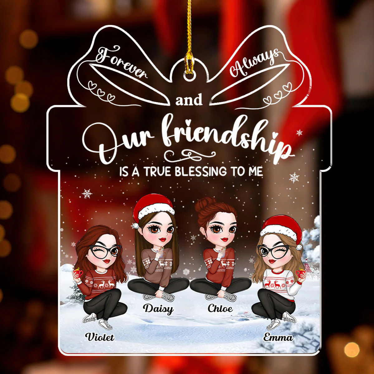 Our Friendship Is A True Blessing To Me - Personalized Custom Acrylic Ornament - Image 3
