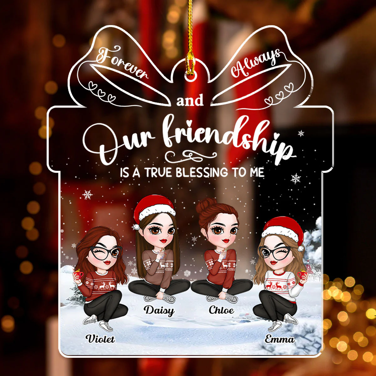 Our Friendship Is A True Blessing To Me - Personalized Custom Acrylic Ornament - Image 4