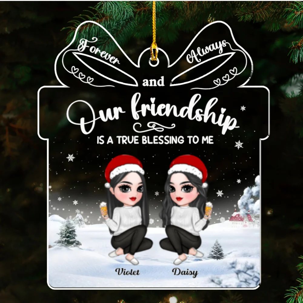 Our Friendship Is A True Blessing To Me - Personalized Custom Acrylic Ornament - Image 5