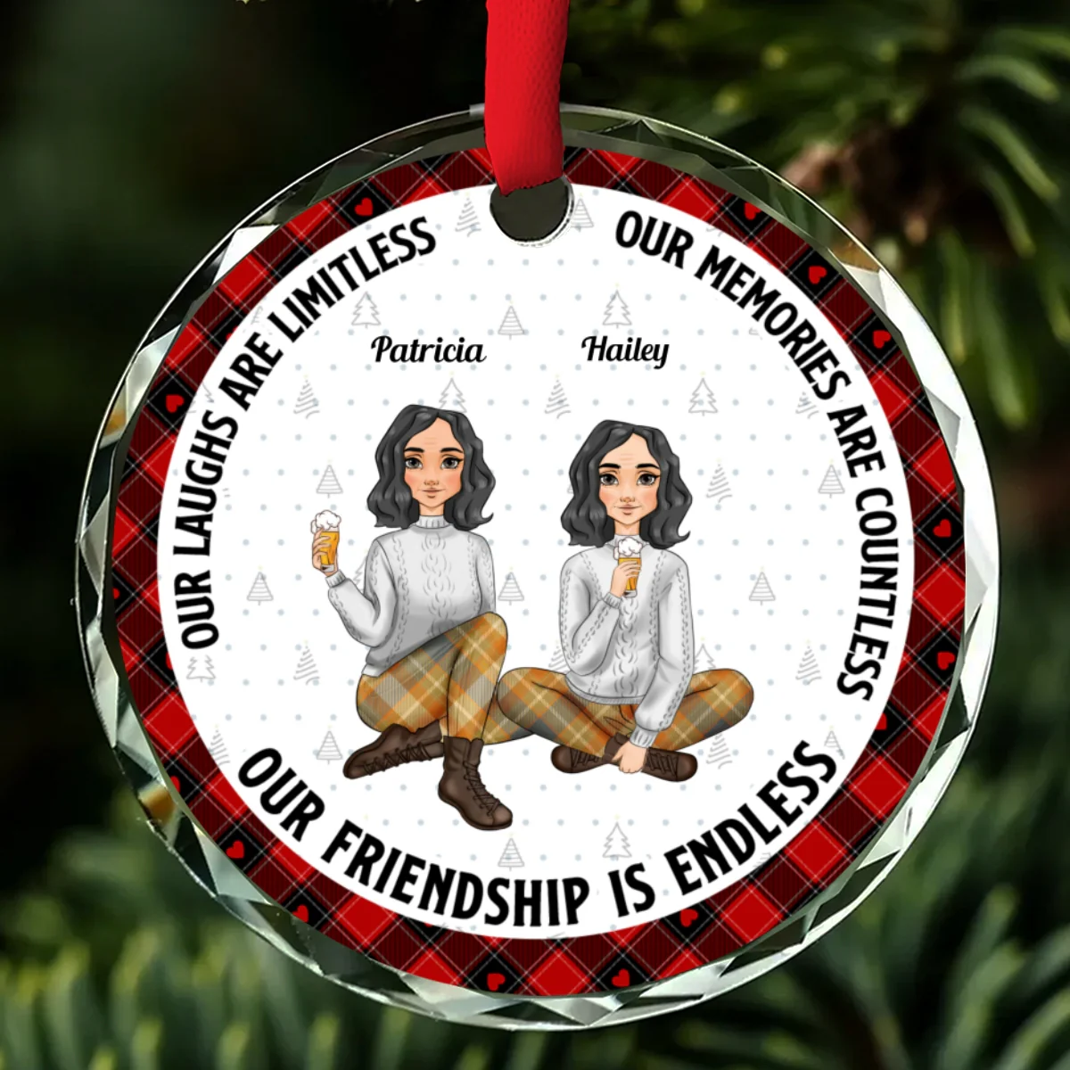 Our Friendship Is Endless Ver 2 - Personalized Custom Glass Ornament - Image 6