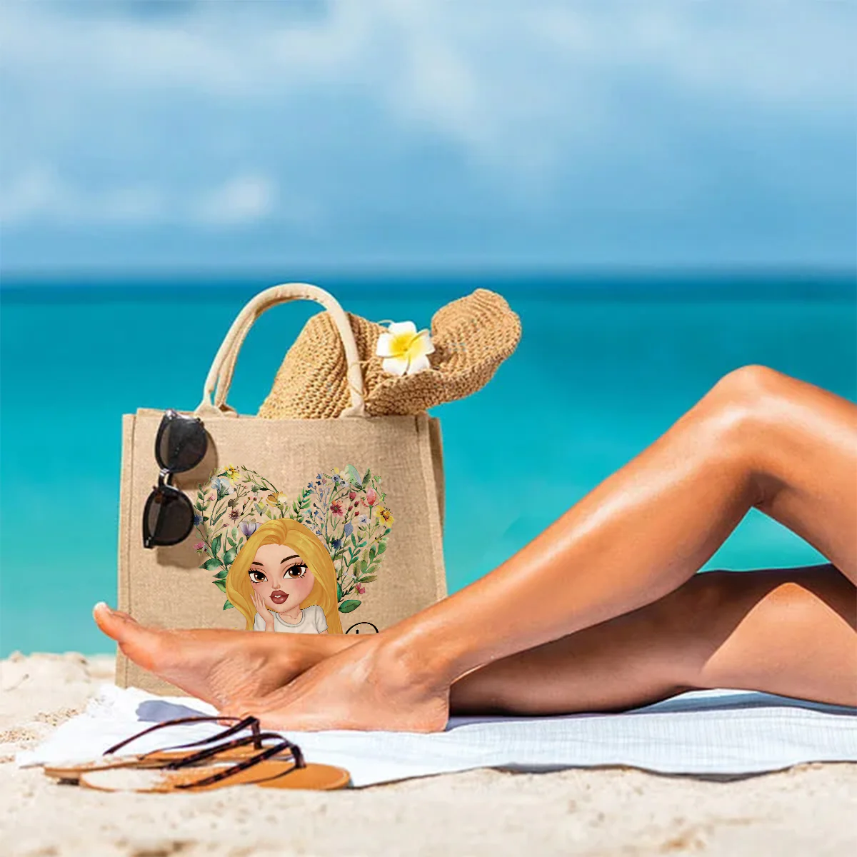 Our Friendship Is The Sweetest Flower Of All - Personalized Custom Jute Tote Bag - Image 2