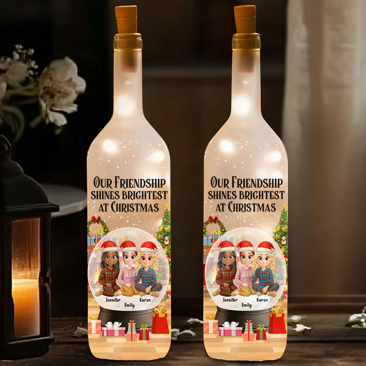 Our Friendship Shines Brightest - Personalized Custom Bottle Lamp - Image 3
