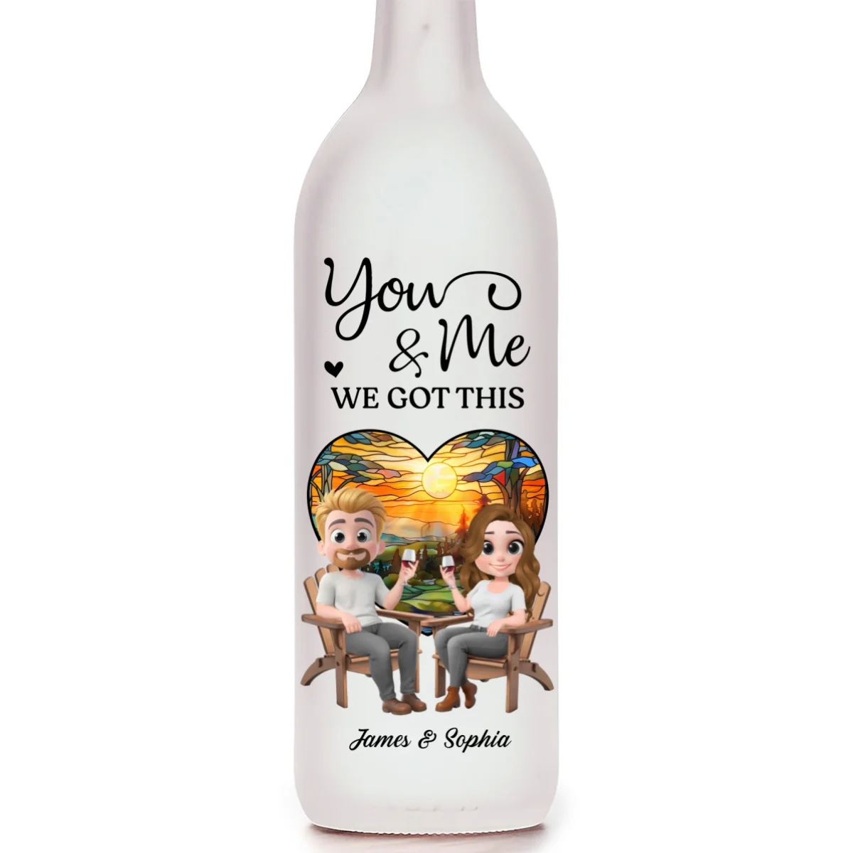 Our Hearts Beat As One - Personalized Custom Bottle Lamp - Image 7