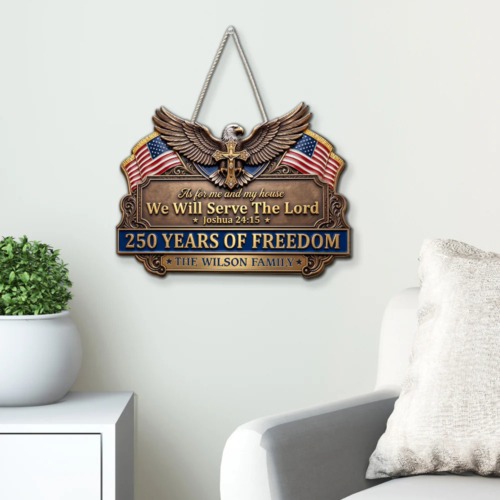 Our Home Serves The Lord - Personalized Custom Wood Sign - Image 3