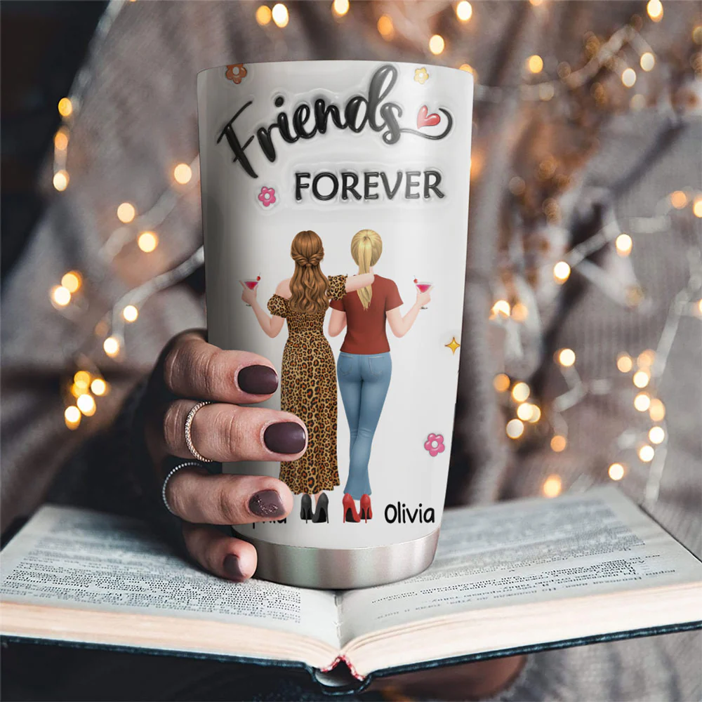 Our Laughs Our Memories Friend - Personalized Custom 3D Inflated Effect Tumbler - Image 2