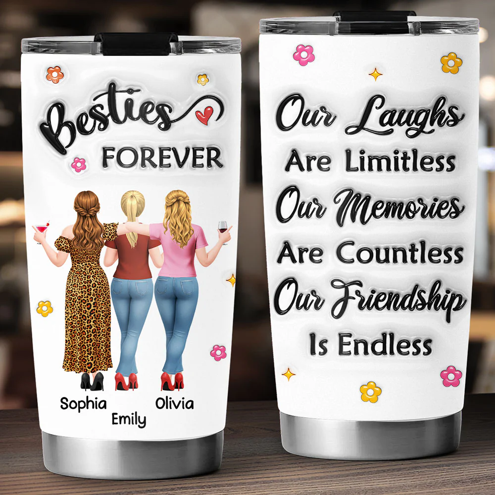 Our Laughs Our Memories Friend - Personalized Custom 3D Inflated Effect Tumbler - Image 4