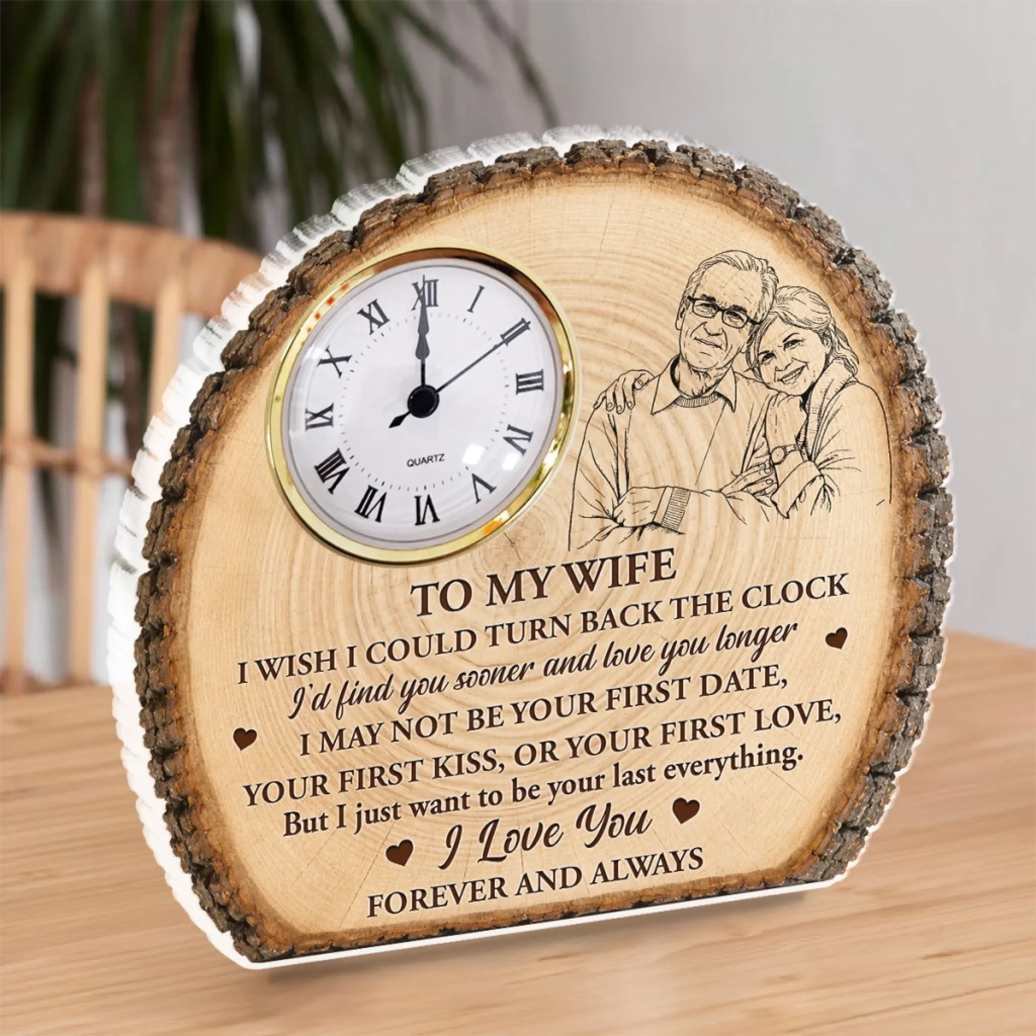 Our Love Etched In Time - Personalized Custom Acrylic Desk Clock Plaque - Image 2