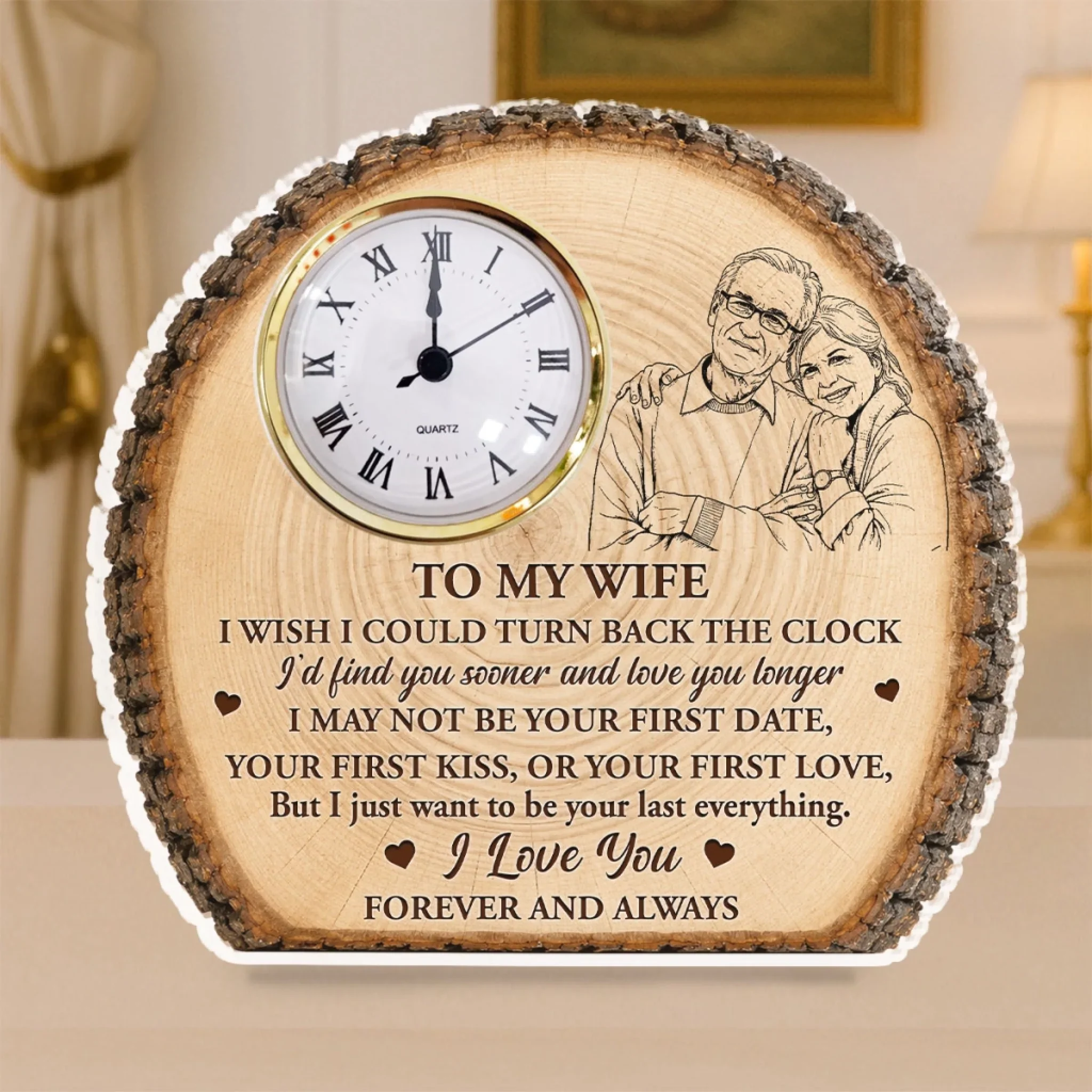 Our Love Etched In Time - Personalized Custom Acrylic Desk Clock Plaque - Image 4