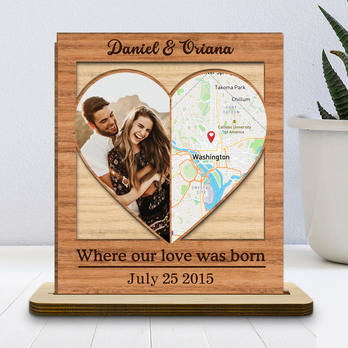 Our Love - Personalized Custom 2-Layer Wood Plaque With Flat Base - Image 2