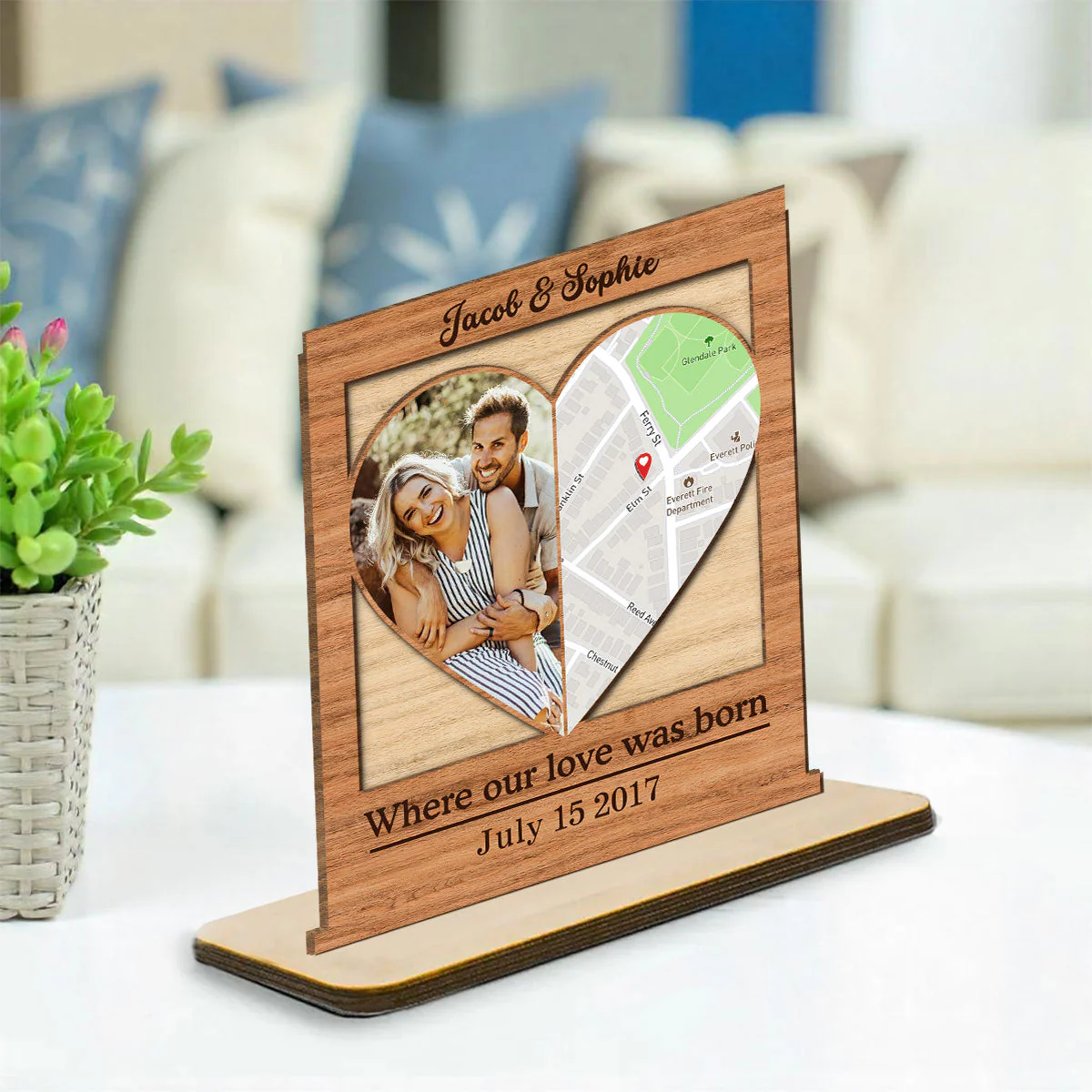 Our Love - Personalized Custom 2-Layer Wood Plaque With Flat Base - Image 3