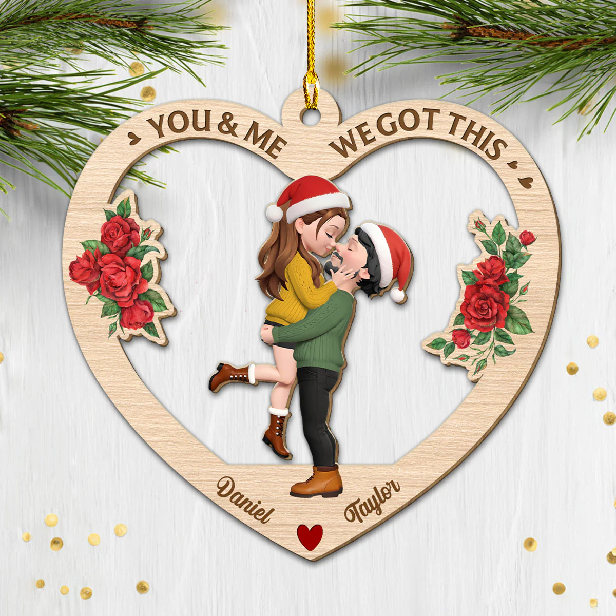 Our Love Story Ornament - Personalized Custom Wood Ornament - Image 3
