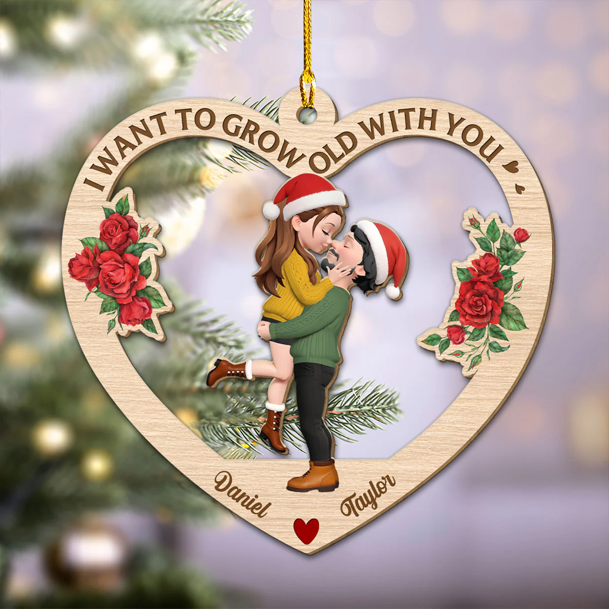 Our Love Story Ornament - Personalized Custom Wood Ornament - Image 5