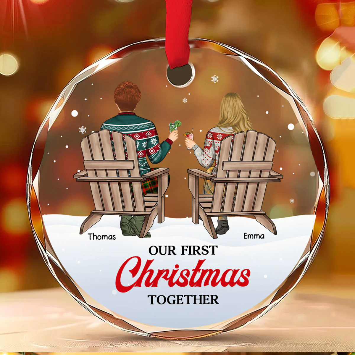 Our loving season - Personalized Custom Glass Ornament - Image 2