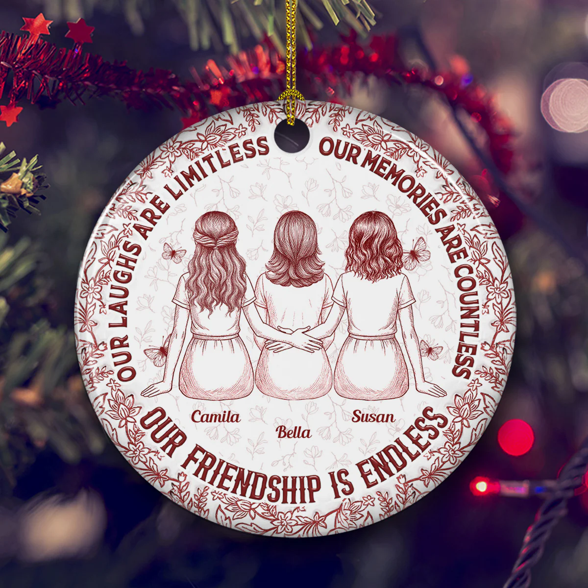Our Memories Are Countless - Personalized Custom Ceramic Ornament - Image 2