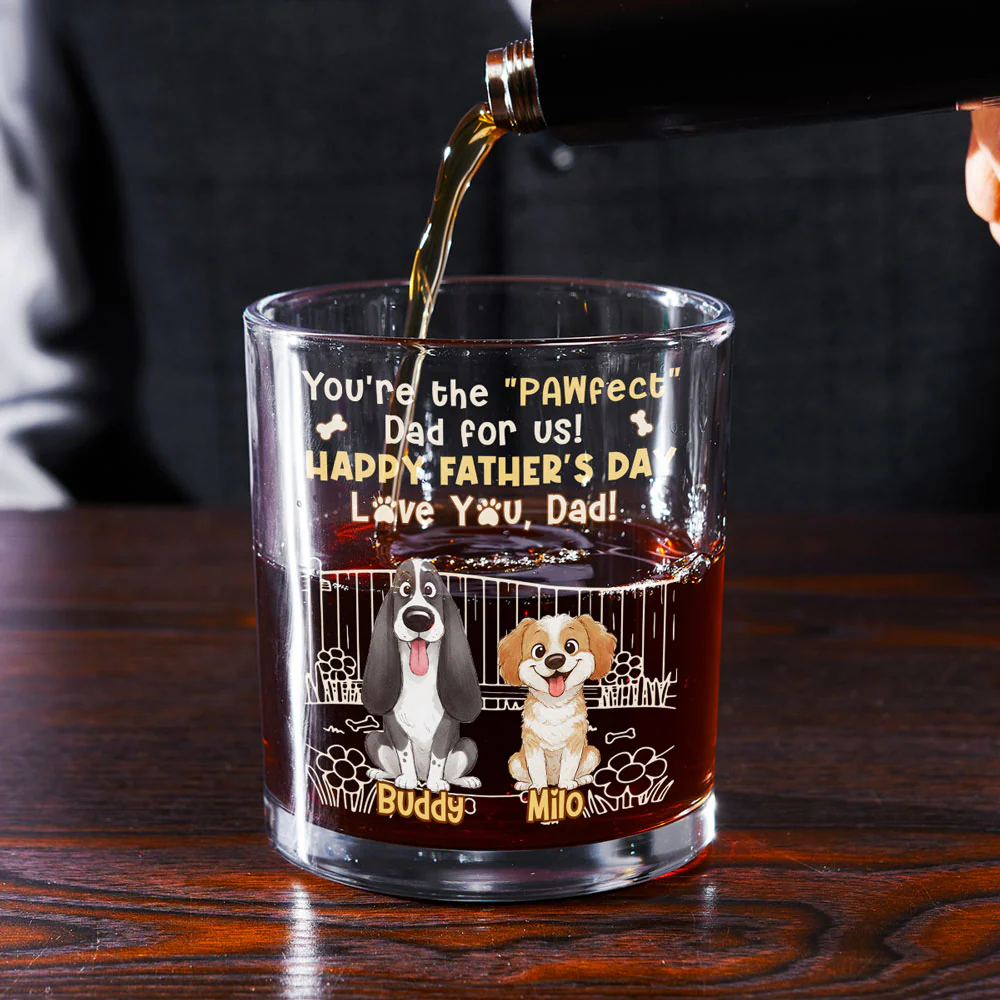 Our Pawfect Dad - Personalized Custom Whiskey Glass - Image 3