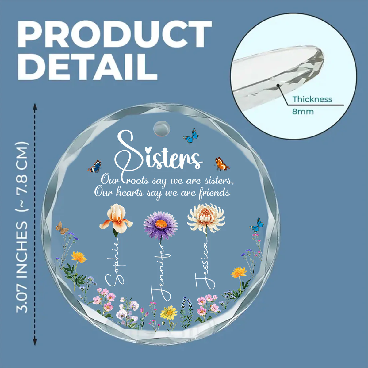 Our Roots Say We Are Sisters - Personalized Custom Glass Ornament - Image 5