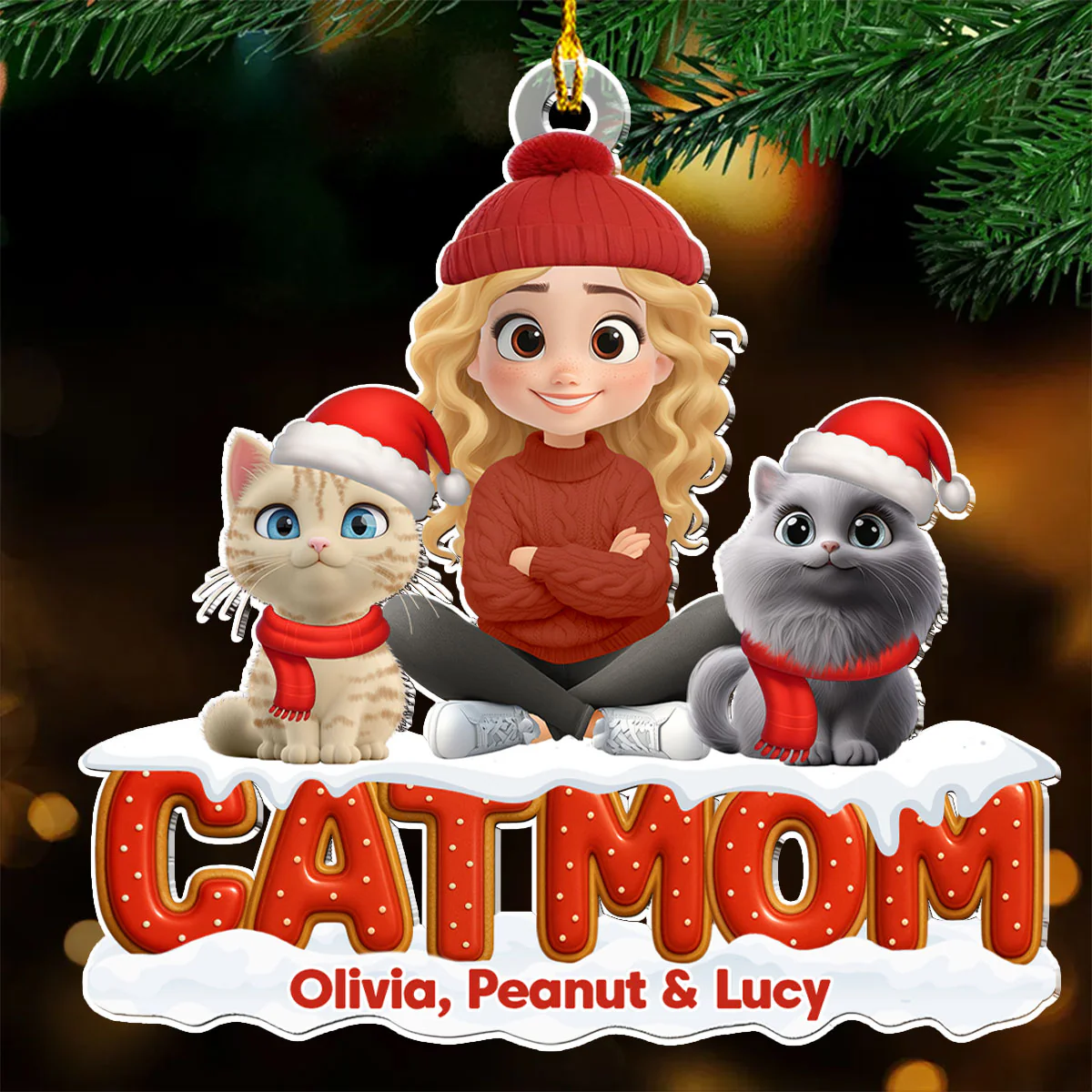 Our Unbroken Bond Cat Ver - Personalized Custom 3D Effect Acrylic Ornament - Image 2