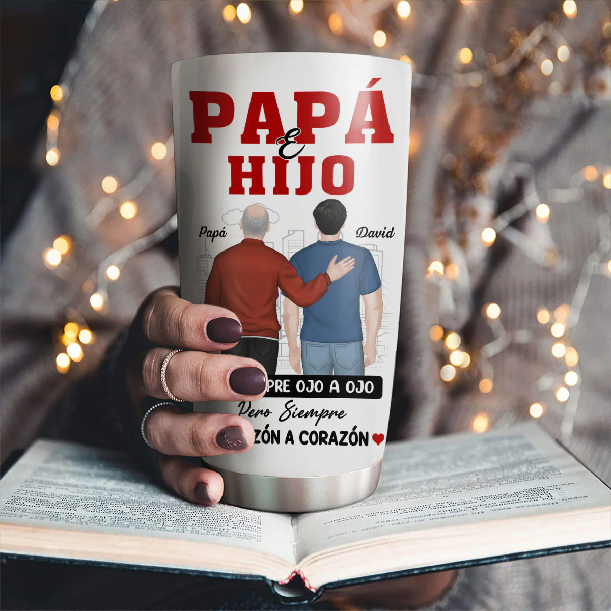 Padre E Hijo Mismo Corazón - Vaso Personalizado - Image 4
