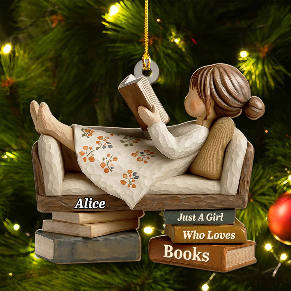 Pages And Peace - Personalized Custom Wood Ornament - Image 2