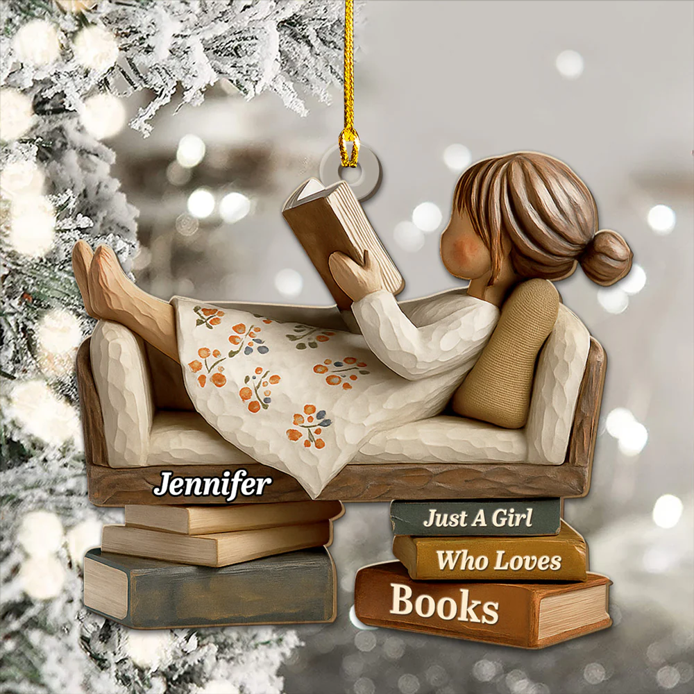 Pages And Peace - Personalized Custom Wood Ornament - Image 3