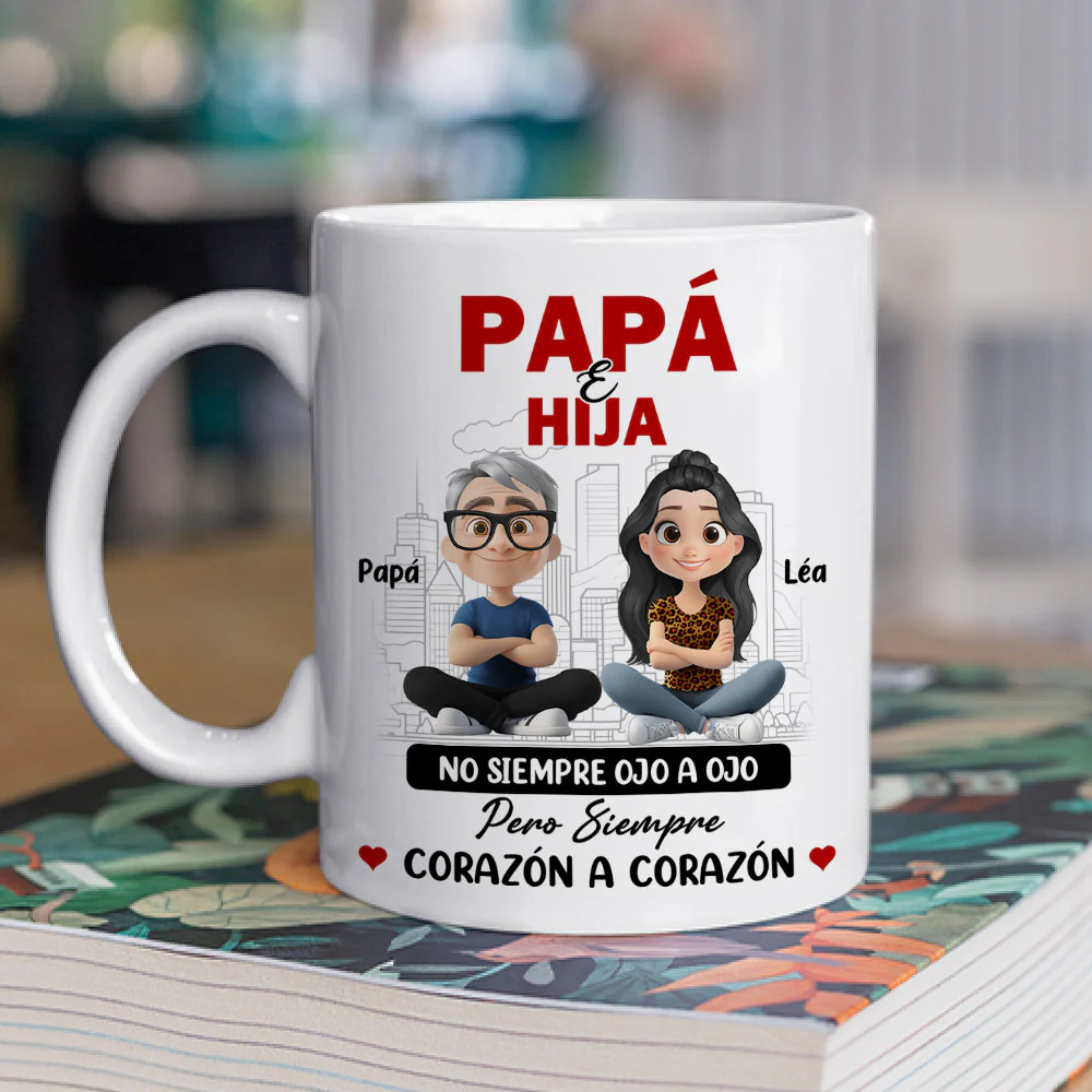 Papá Y Hija Comparten Amor - Taza Personalizada de Café - Image 2