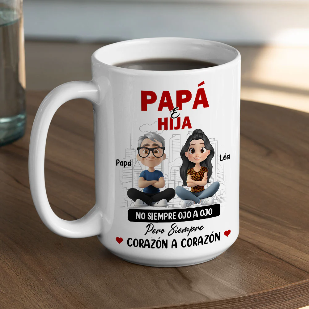 Papá Y Hija Comparten Amor - Taza Personalizada de Café - Image 5