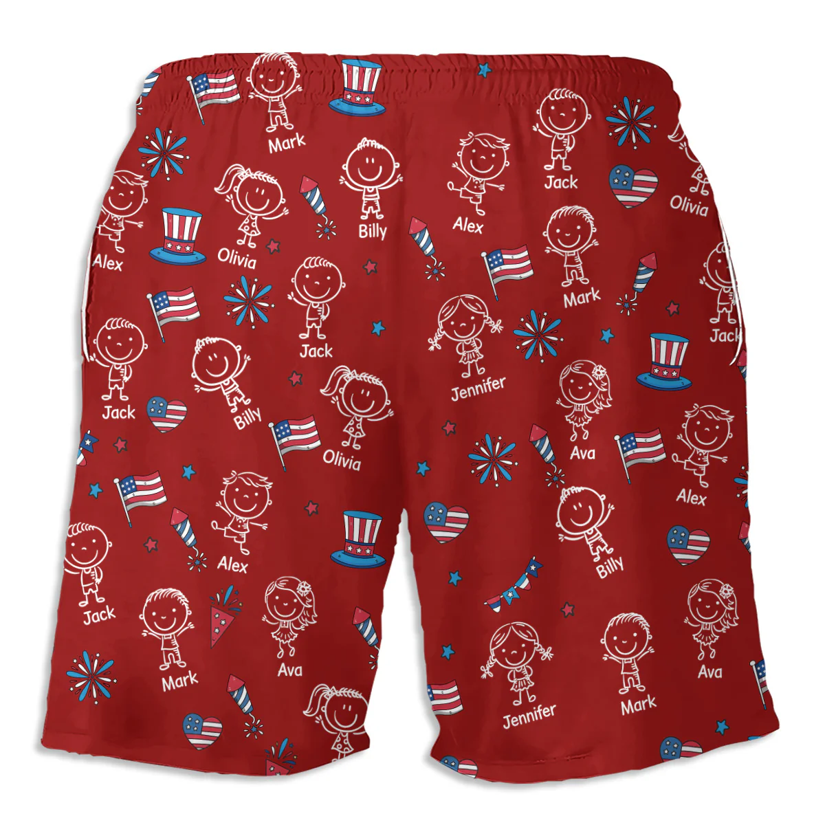 Papa America - Personalized Custom Beach Shorts - Image 3