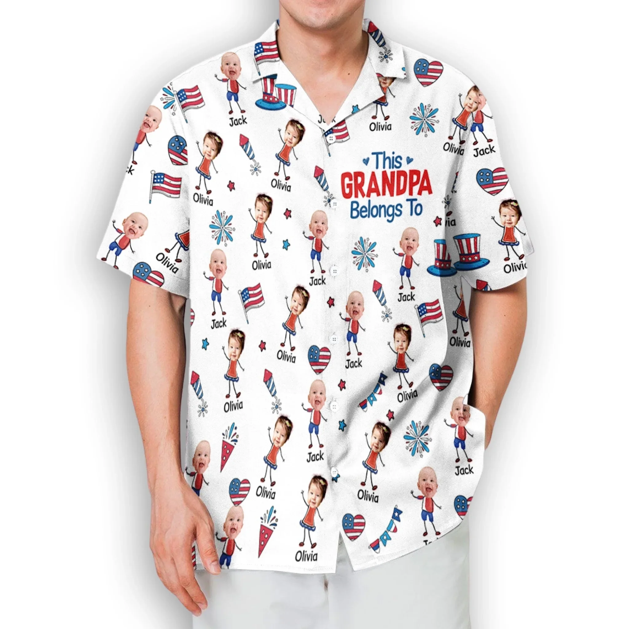 Papa American Photo - Personalized Custom Hawaiian Shirt