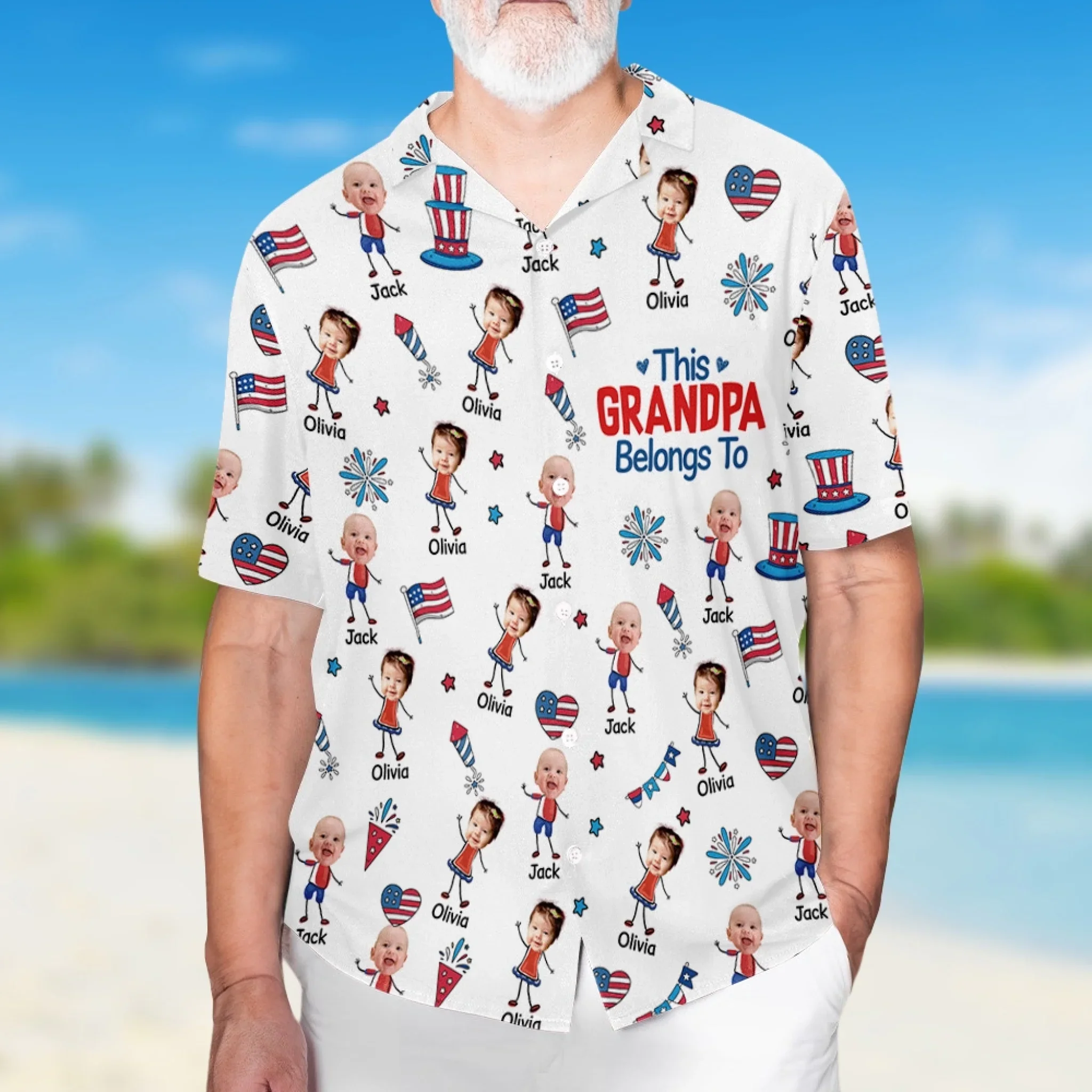 Papa American Photo - Personalized Custom Hawaiian Shirt - Image 2
