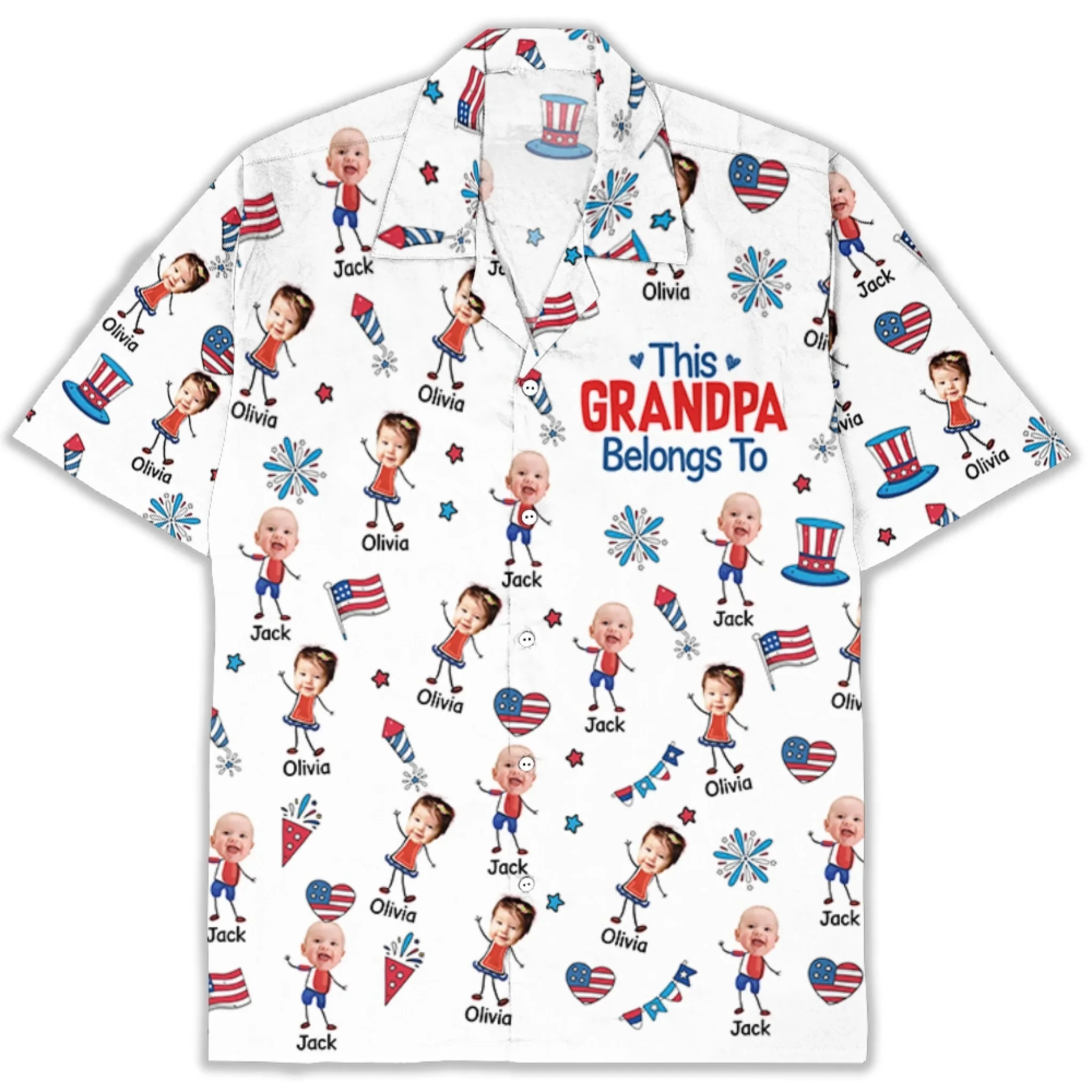 Papa American Photo - Personalized Custom Hawaiian Shirt - Image 4