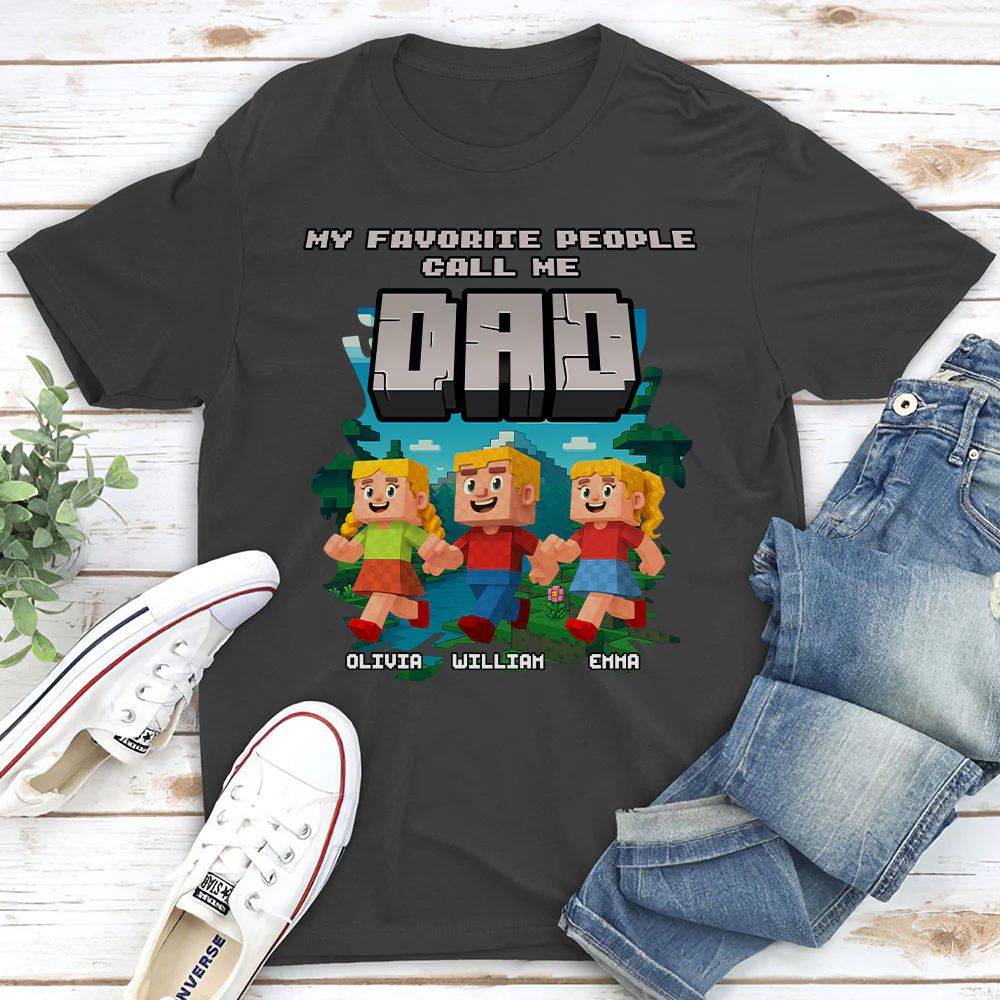 Papa Favorite People - Personalized Custom Shirt - Image 3