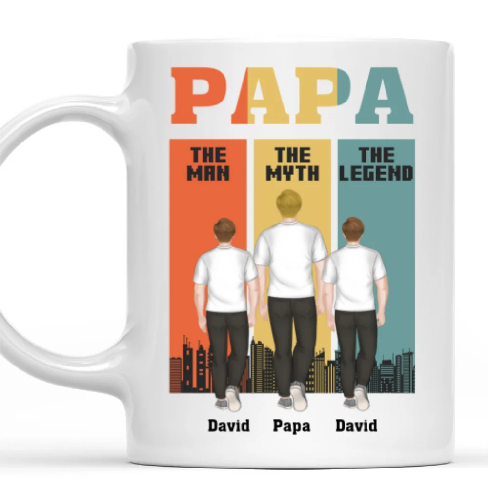 Papa The Man The Legend - Personalized Custom Coffee Mug - Image 9