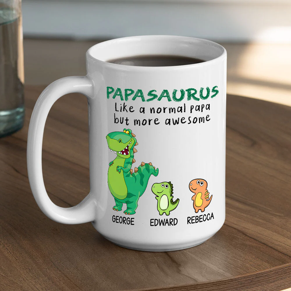 Papasaurus Is Awesome - Personalized Custom Coffee Mug - Image 3