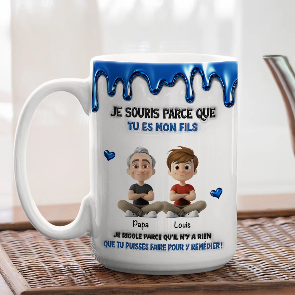 Parce Que Tu Es Mon Fils – Mug Personnalisé Avec Effet 3D Gonflé - Image 5
