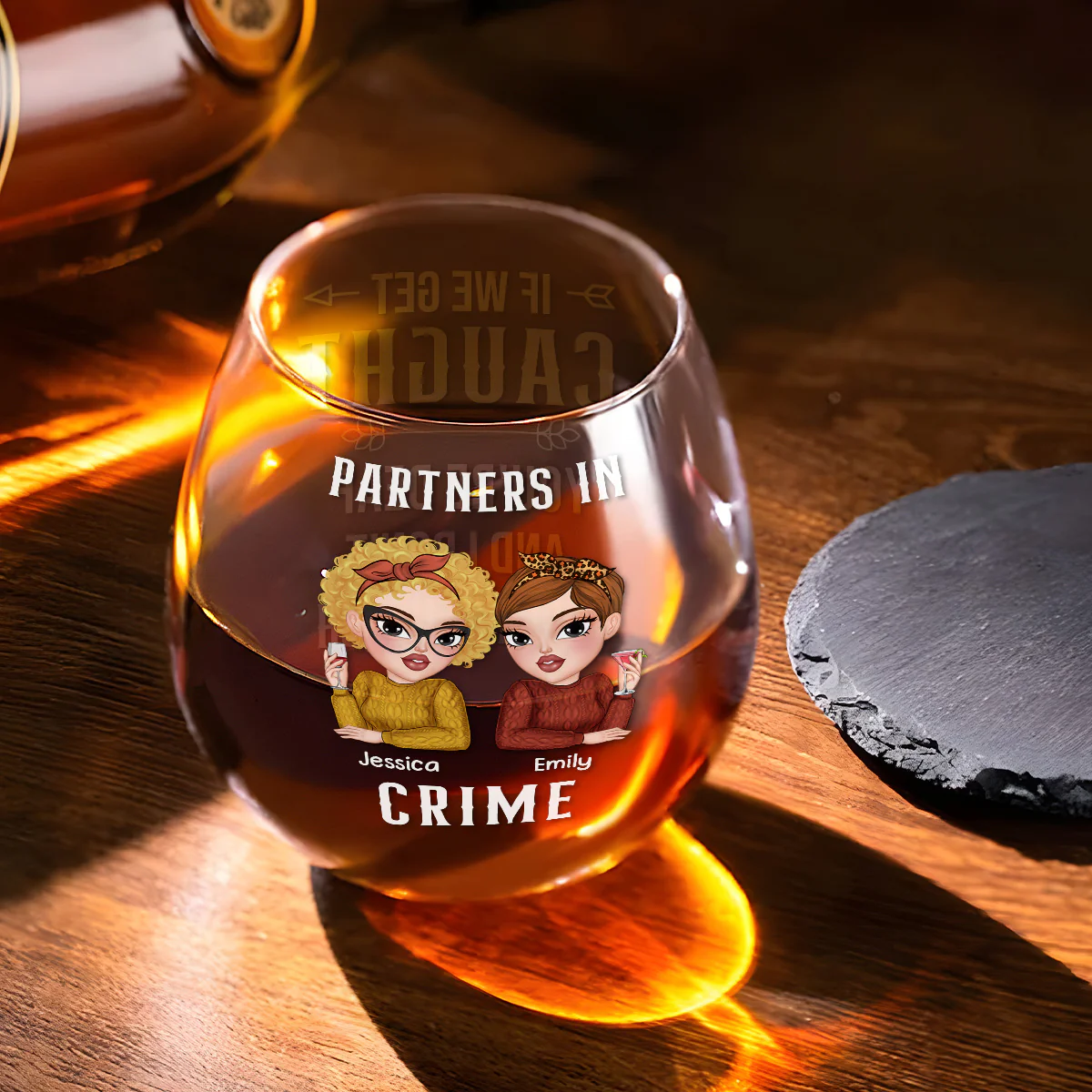 Partners In Crime - Personalized Custom Wine Glass - Image 2