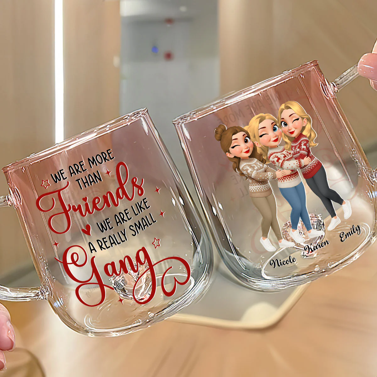 Partners In Laughter And Crime - Personalized Custom Pink Gradient Glass Mug - Image 3