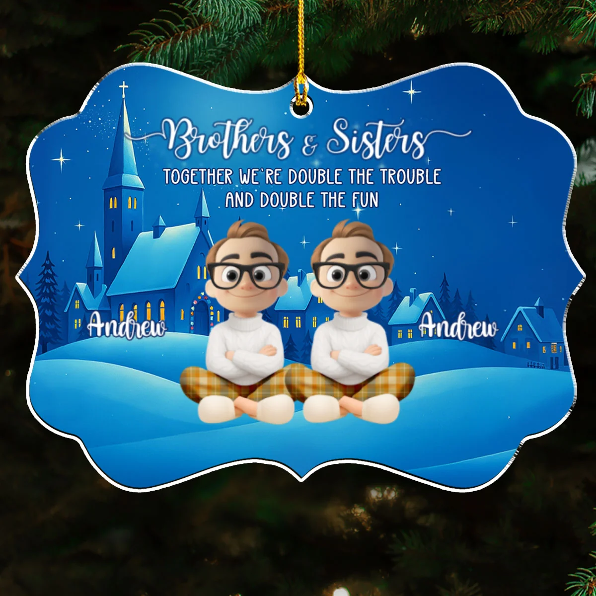 Partners In Trouble And Fun - Personalized Custom Acrylic Ornament - Image 6