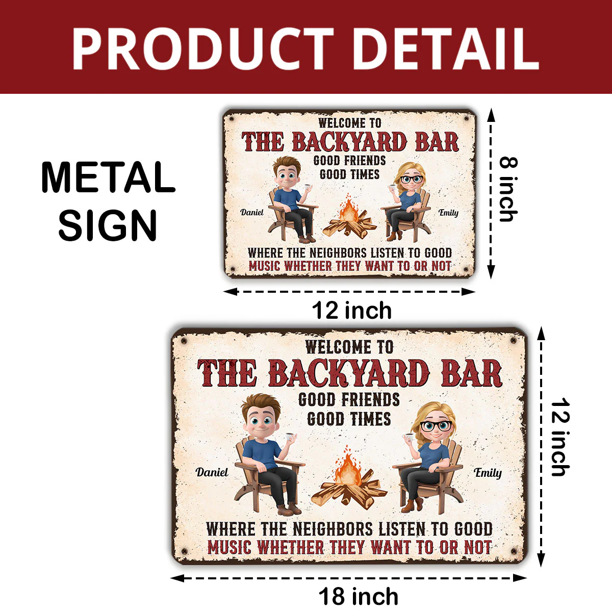 Patio Grilling Listen To The Good Music - Personalized Custom Metal Sign - Image 4