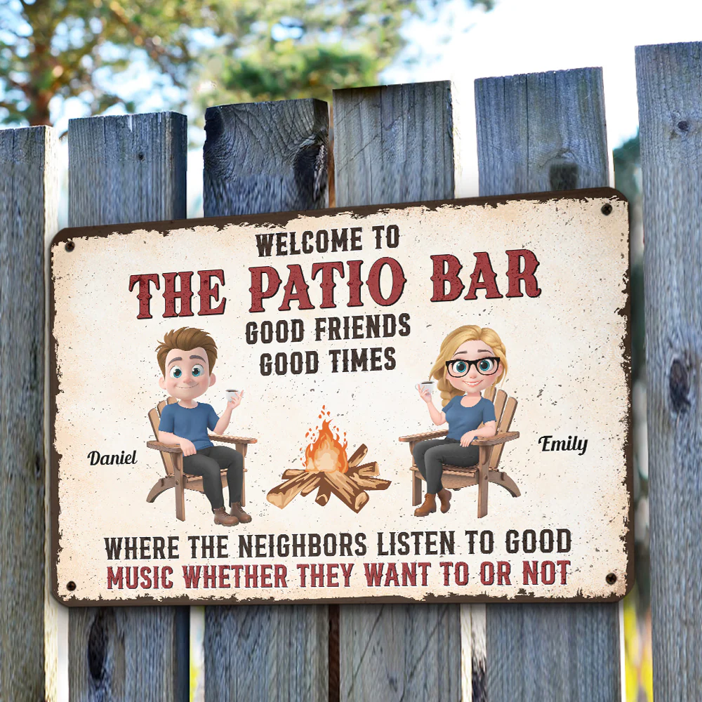 Patio Grilling Listen To The Good Music - Personalized Custom Metal Sign - Image 5