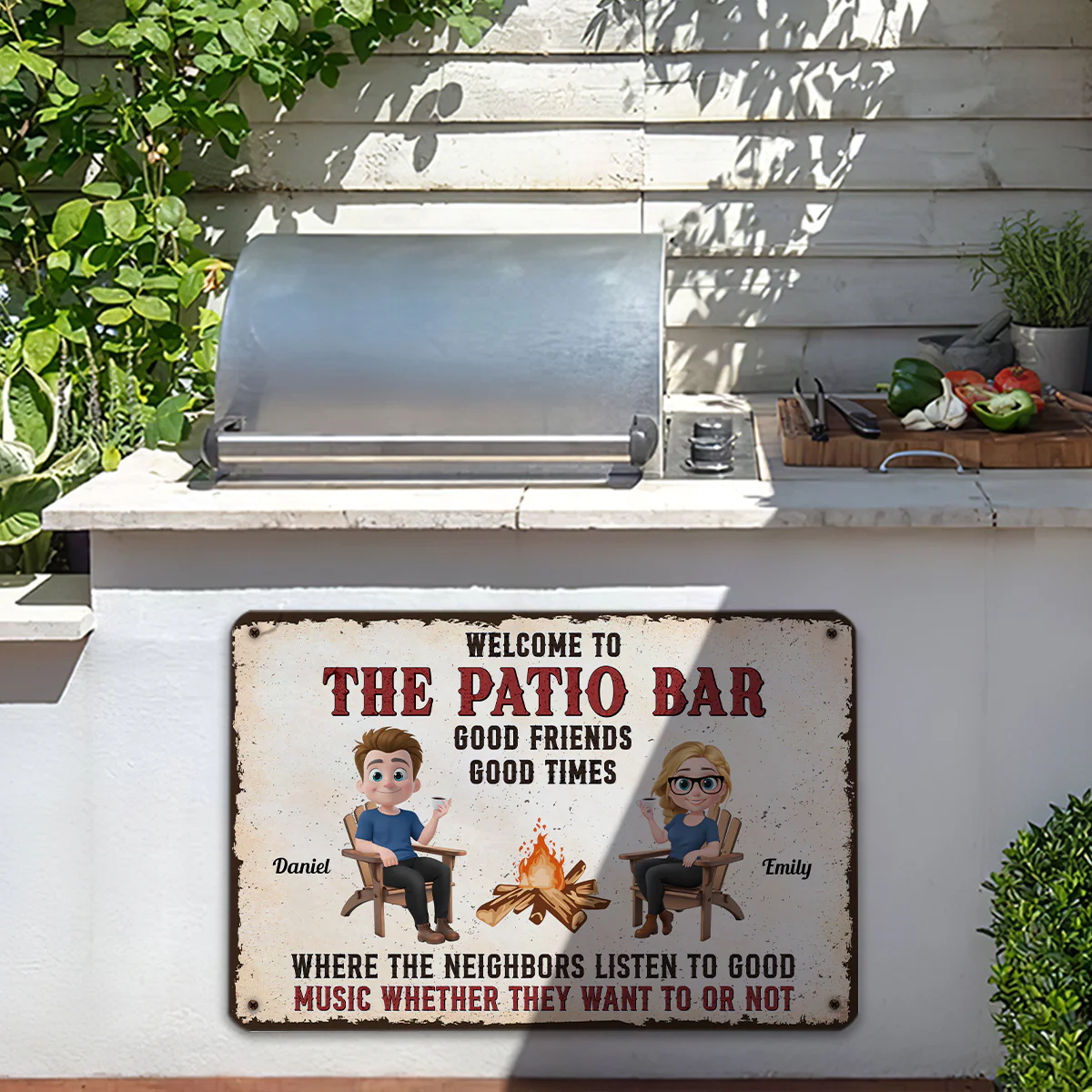 Patio Grilling Listen To The Good Music - Personalized Custom Metal Sign - Image 7