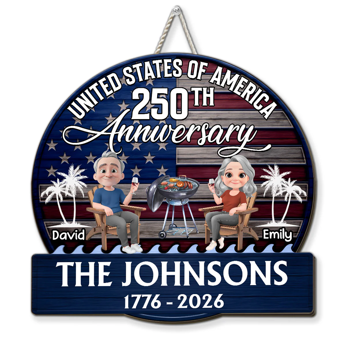 Patriotic Patio Vibes - Personalized Custom Wood Sign