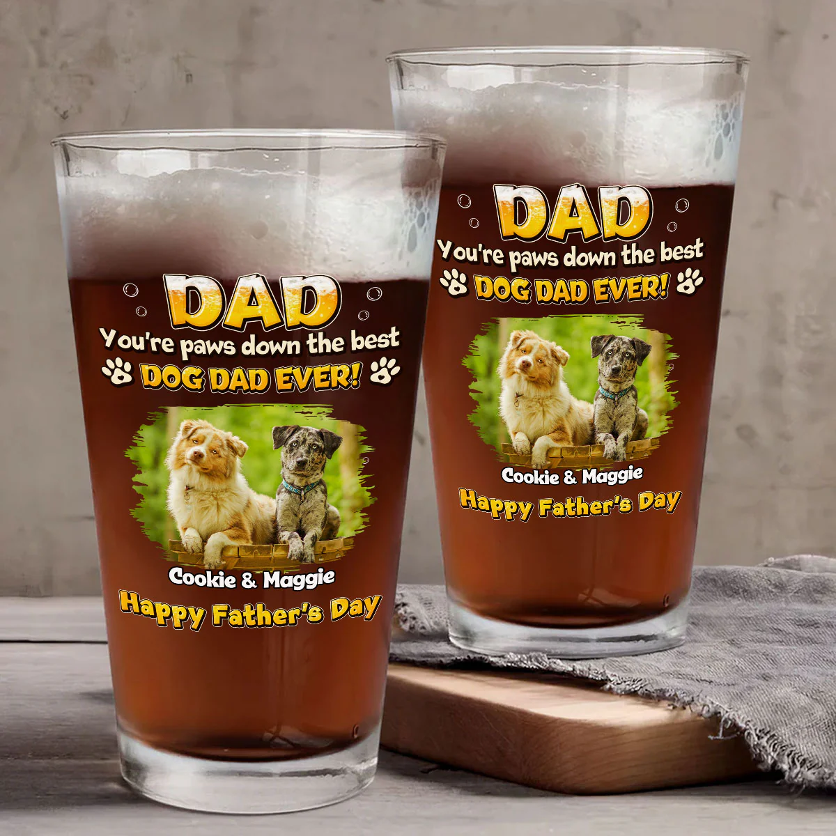Paw Down The Best Photo - Personalized Custom Beer Glass - Image 4