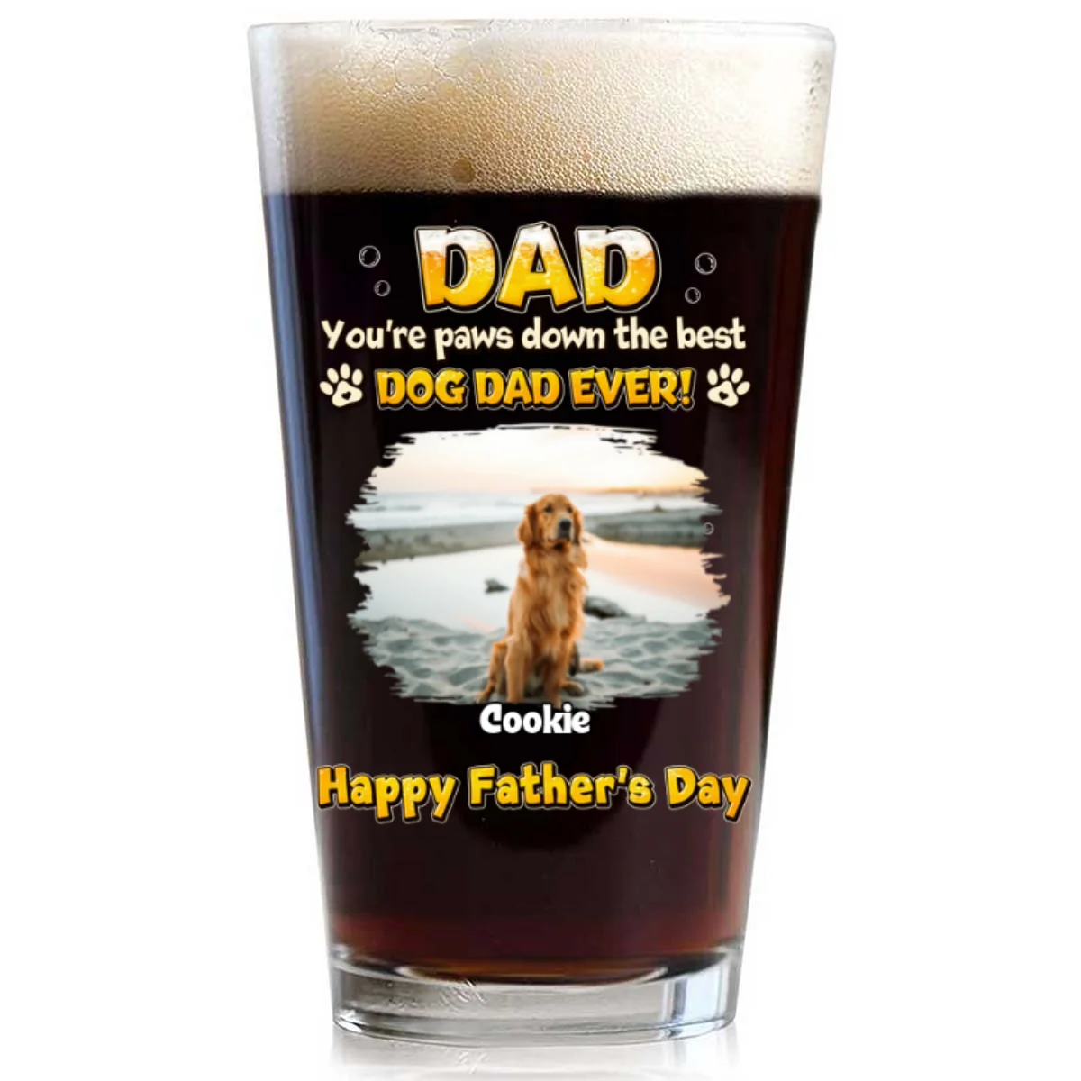 Paw Down The Best Photo - Personalized Custom Beer Glass - Image 7