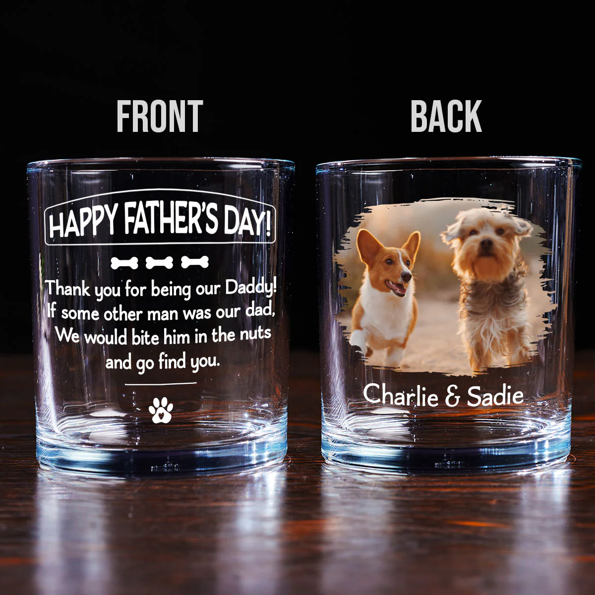 Pawsitively Lucky To Bark Photo - Personalized Custom Whiskey Glass - Image 2