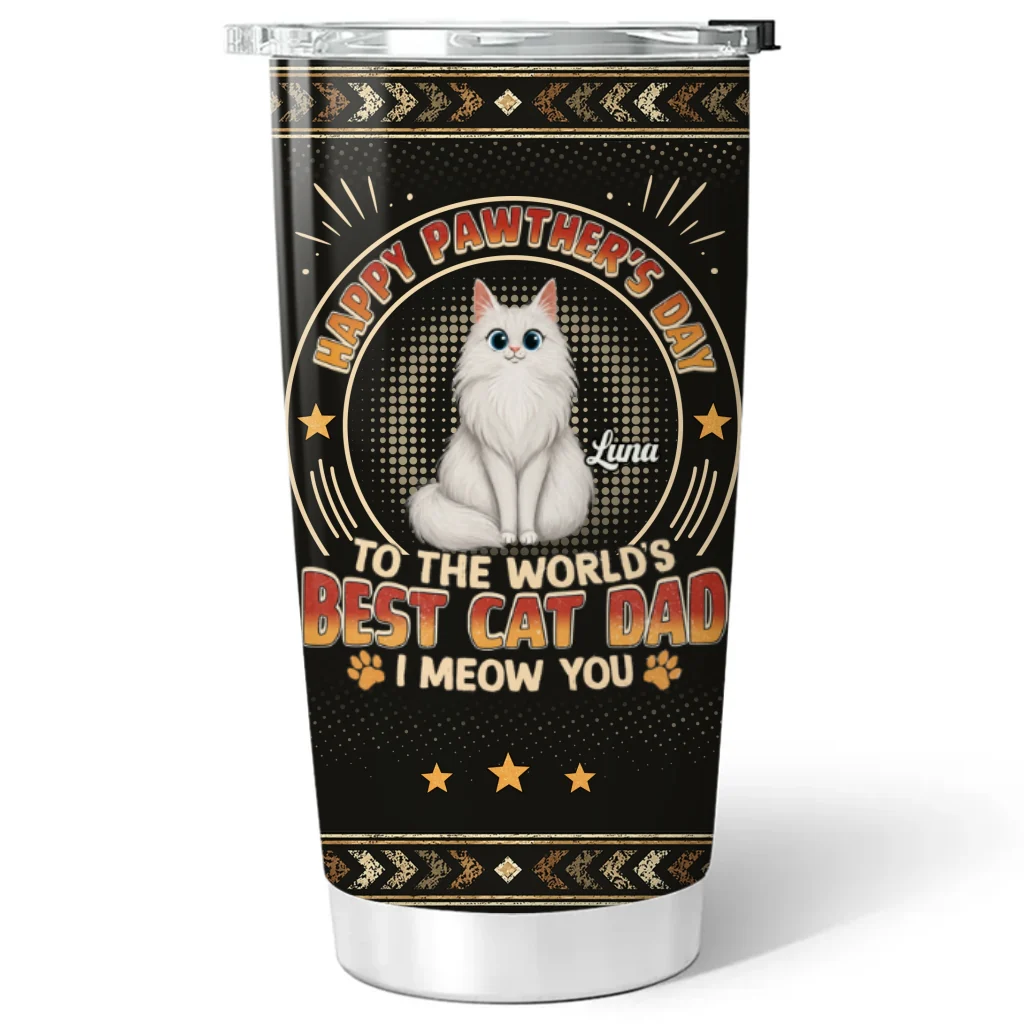 Pawther Day With Cat Dad - Personalized Custom Tumbler - Image 5