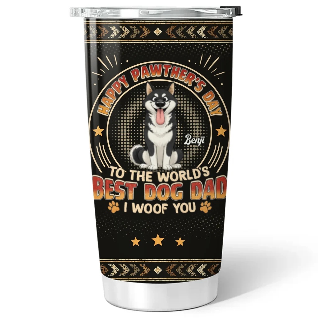 Pawther Day With Dog Dad - Personalized Custom Tumbler - Image 5